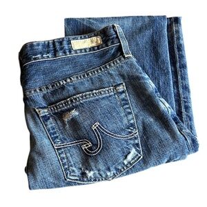 AG Adriano Goldschmied Ex-Boyfriend Crop Distressed Jeans - 28